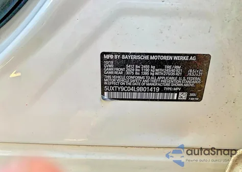 2020 BMW X3 xDrivem40I z USA, uszkodzony, nr VIN 5UXTY9C04L9B01419